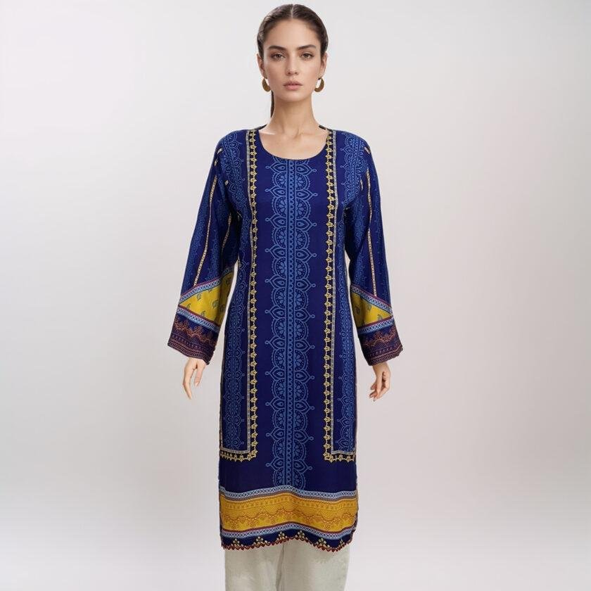 Dark Indigo Linen kurtis pakistan for women