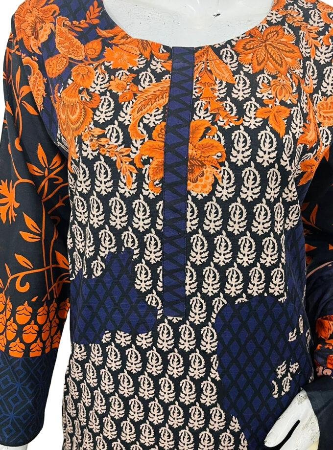 Dark Navy Color Printed Khaddar 3pc Stitch Suit