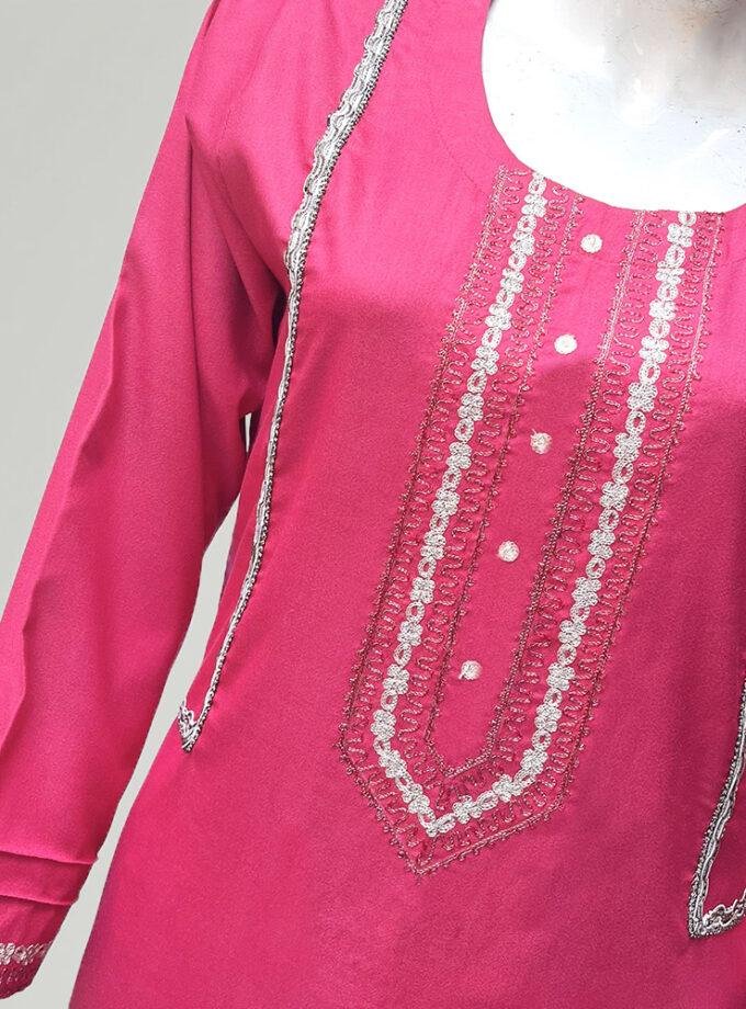 plain pink kurti design