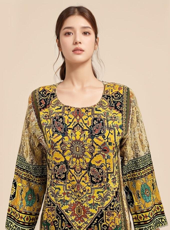 Fuel Yellow Women’s Pakistani Linen Kurtis