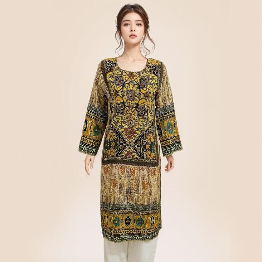 Fuel Yellow Women’s Pakistani Linen Kurtis