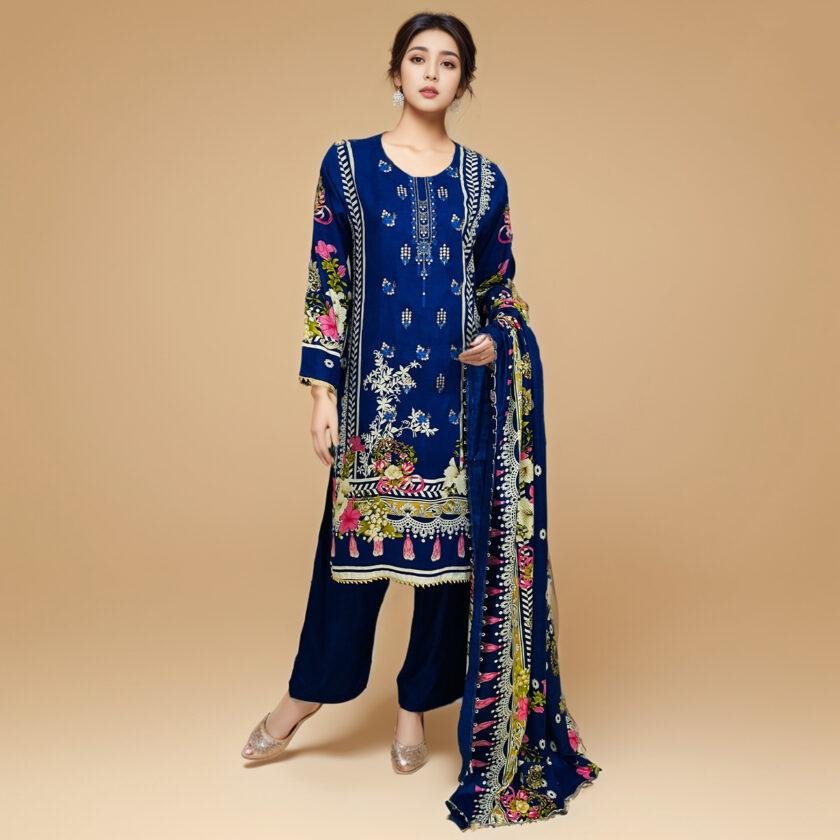 Midnight Blue pakistani linen suits