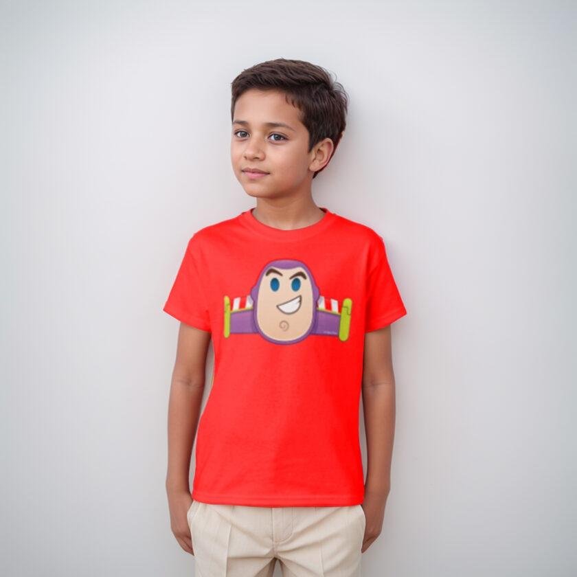 Red printed tee for boy