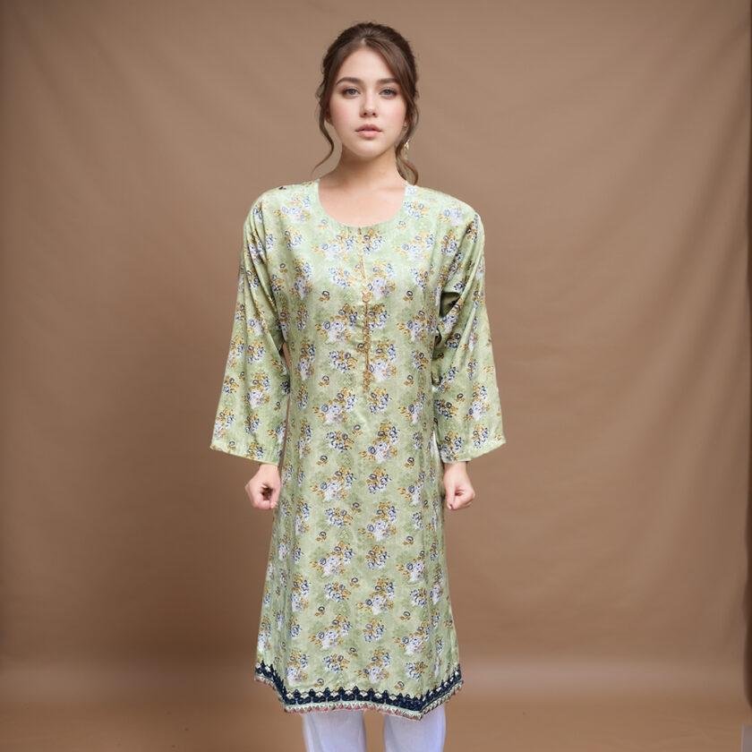 tan-green-lawn-embroidered-wholesale-kurtis