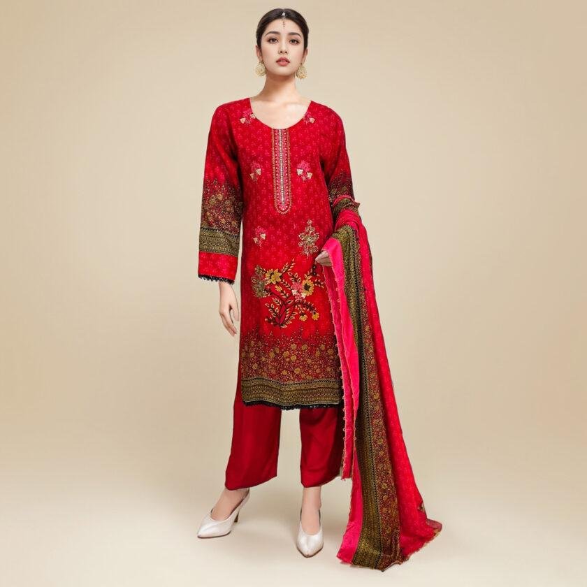 Venetian Red pakistani wholesale linen suits