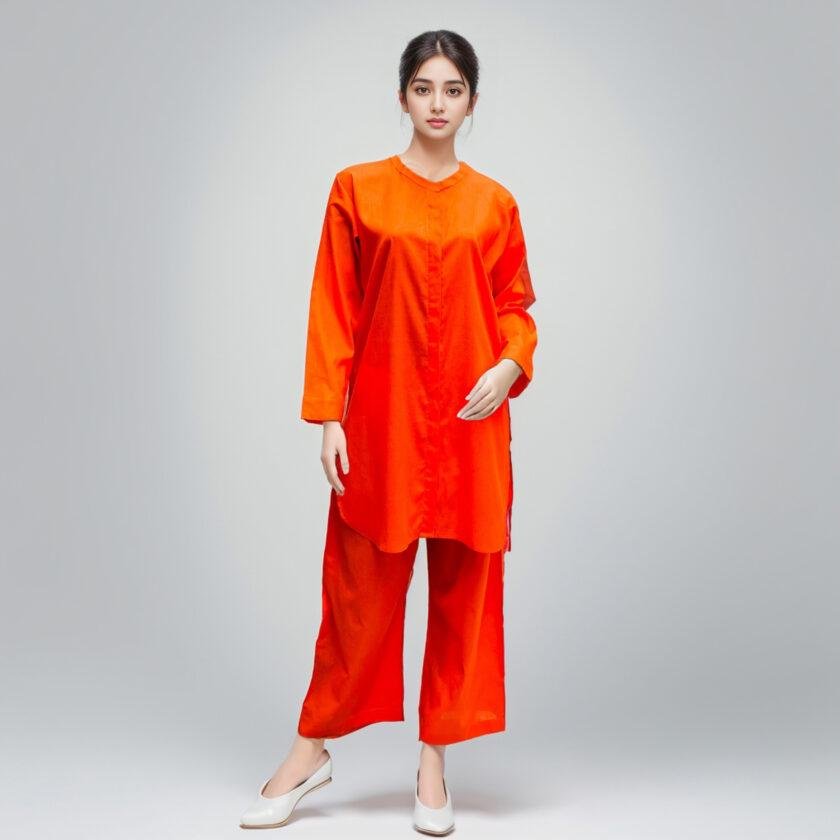 orange kurti design