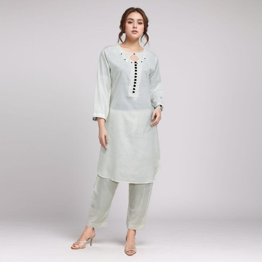 plain off white kurti