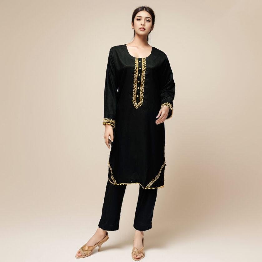 simple black kurti design