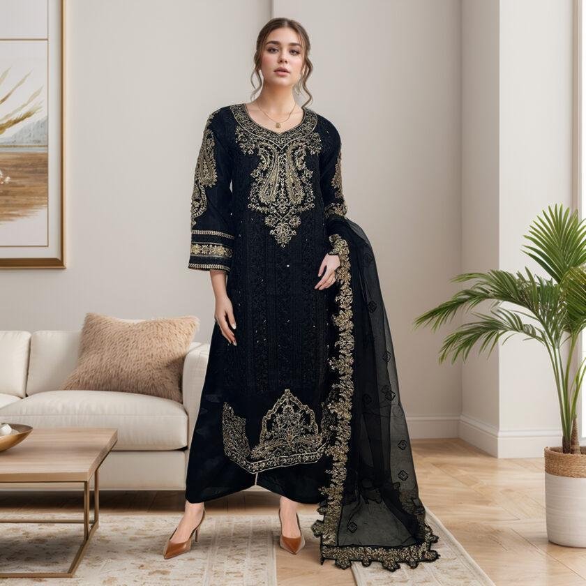 Black Women's Pakistani linen suit