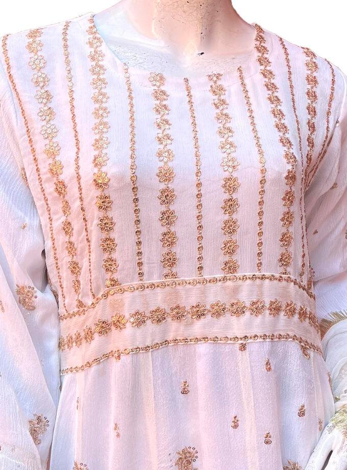 Pearl White Pure Chiffon Suits Pakistani Suits