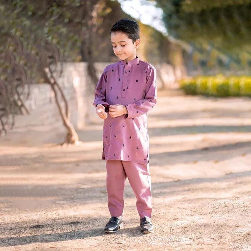 Pinkish stitch shalwar kameez for boys