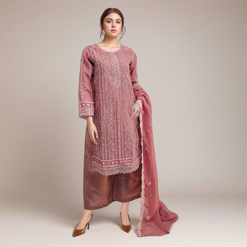 Rose Pink Pakistani linen suit