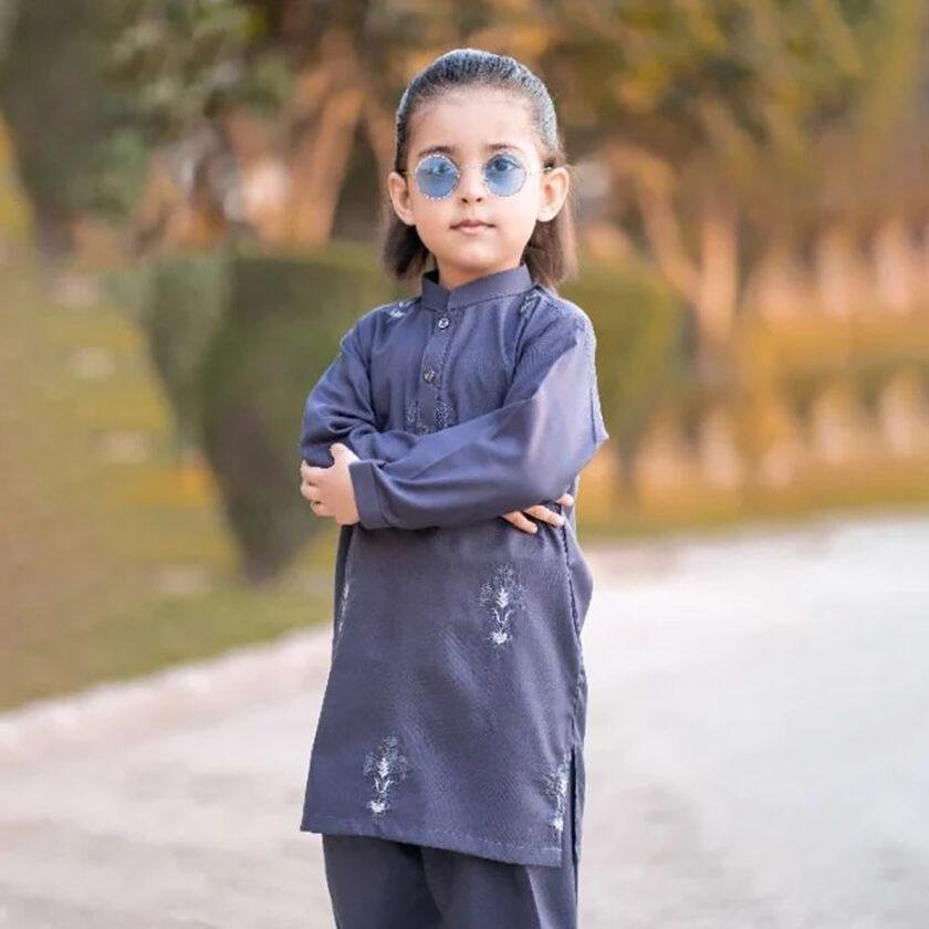 Waikawa Grey shalwar kameez for children